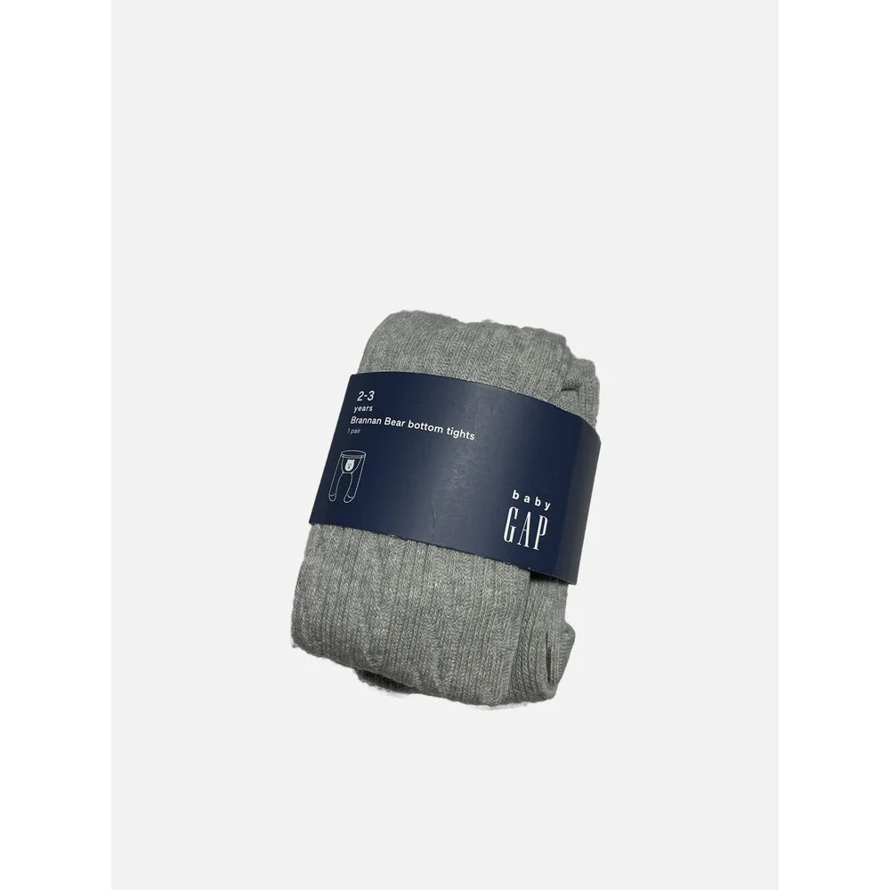 Baby Gap Gray Brannan Bear Bottom Tights‎ Ribbed Knit Size 2-3 Years NEW